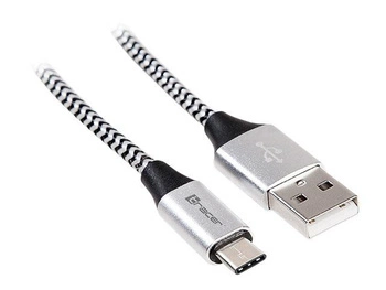 TRACER Kabel USB 2.0 TYPE-C A Male - C Male 1.0m czarno-srebrny