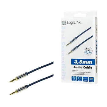 Kabel audio stereo LogiLink CA10050 3,5 mm, M/M, 0,5m, niebieski