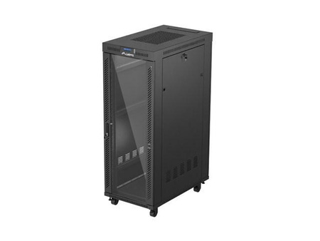 LANBERG szafa Rack 19 stojąca 32U 600x1000 czarna drzwi przeszklone LCD flat pack