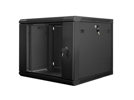 Szafa instalacyjna wisząca 19'' 9U 600X600mm czarna (drzwi       szklane)