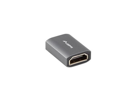 Adapter HDMI(F)-HDMI(F) 8K beczka srebrna aluminium