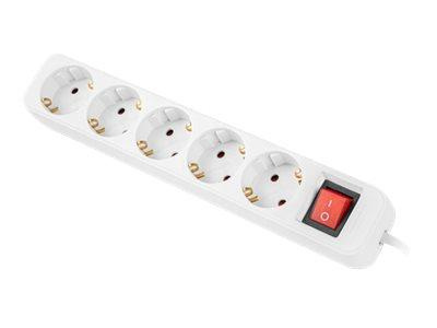 LANBERG Listwa przedluzacz 5x Shuko 3m z wylacznikiem kabel z pelnej miedzi biala