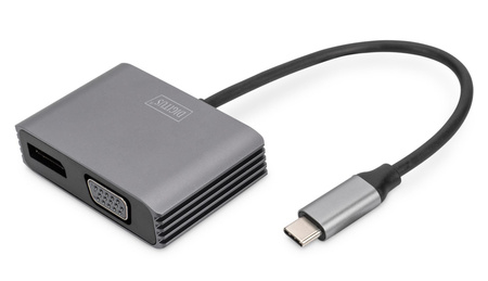 Kabel adapter graficzny DIGITUS USB Typ C na DisplayPort/VGA 4K 30Hz 0,2m