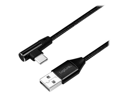 LOGILINK CU0138 USB 2.0 Cable USB-A male to USB-C 90 degree angled male 1m
