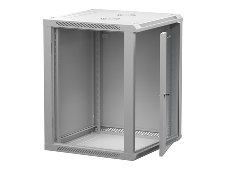 NETRACK 019-150-66-021 Netrack szafa wisząca 19, 15U/600x600mm – szary, drzwi szklane, otwierane boki
