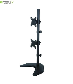 Uchwyt biurkowy LCD/LED Techly 13"-27" 20kg, 2 monitory, pion, czarny