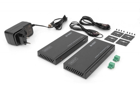 Przedłużacz / Extender HDMI HDBaseT 150m kat.5e/6/74K 60Hz PoC (Power over Cable) IR audio (zestaw)