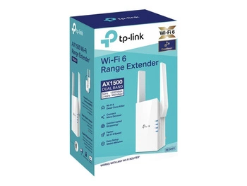 TP-LINK AX1500 Wi-Fi 6 Range Extender Broadcom 1.5GHz Tri-Core CPU Wall Plugged 2 external antennas