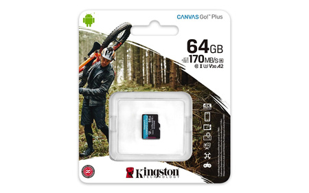 64GB MSDXC CANVAS GO PLUS 170R/A2 U3 V30 SINGLE PACK W/O ADPTR