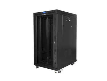Szafa instalacyjna Rack stojąca 19" 22U 800x1000 czarna drzwi szklane LCD Lanberg (flat pack) V2