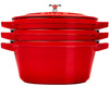 Zestaw 3 naczyń żeliwnych z pokrywką STAUB 40508-387-0 - czerwony 24 cm