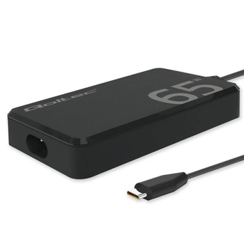 QOLTEC 52421 Ładowarka sieciowa 65W GaN Super Fast SLIM PD 5V 20V 3.25A USB C 3.1 Laptop MacBook Smartfon + kabel