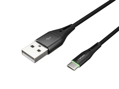 Kabel USB 2.0 Type-C(M) - AM 1m oplot czarny led Natec Prati