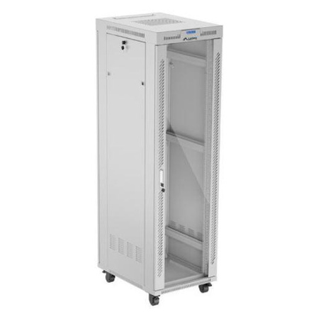Szafa stojąca rack 19'' 42U 600x800 szara drzwi szklane flack pack 