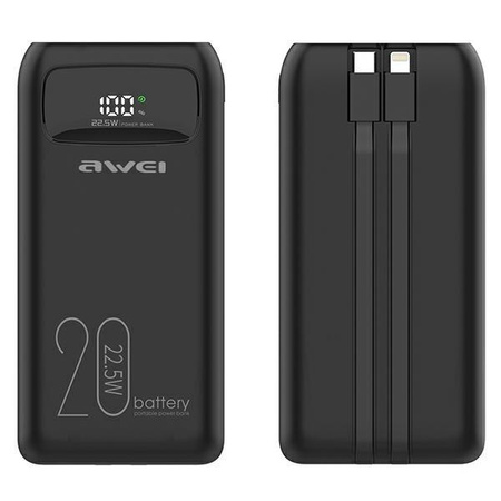 Powerbank 20000mAh P169K 22,5W USB-C+Lightning Kable / USB+USB-C 