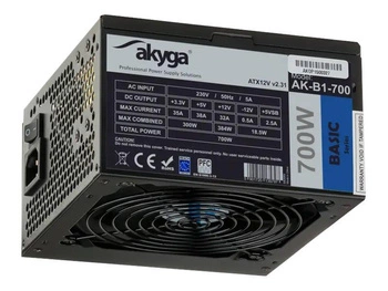 AKYGA Zasilacz ATX 700W AK-B1-700BE BLACK EDITION P4+4 PCI-E 6 pin i 6+2 pin 5x SATA PPFC FAN 12cm