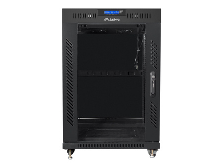 LANBERG free standing rack 19inch cabinet 15U 600x800 glass door LCD flat pack black