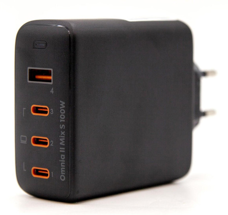 PA-B7S Omnia II GaN ładowarka sieciowa 4xUSB (3xUSB C+1xUSBA) 100W PD3.0 PPS QC4.0+ FCP