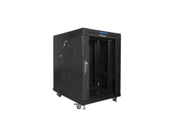 Szafa instalacyjna RACK stojąca 19 15U 800X1000 czarna drzwi szklane LCD (FLAT PACK)