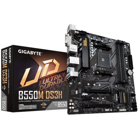 Płyta Gigabyte B550M DS3H /AMD B550/DDR4/SATA3/M.2/USB3.0/PCIe4.0/AM4/mATX - USZ OPAK