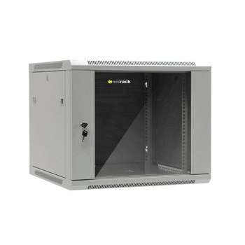 NETRACK 019-090-66-021 Netrack szafa wisząca 19, 9U/600x600mm –szary, drzwi szklane, otwierane boki