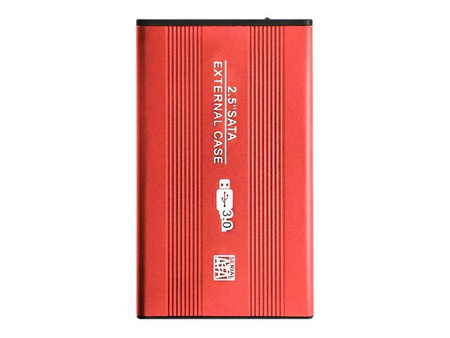QOLTEC External Hard Drive Case HDD/SSD 2.5inch SATA3 USB 3.0 Red