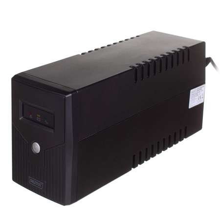Zasilacz awaryjny UPS DIGITUS Line-Ineractive LED, 600VA/360W, 1x12V/7Ah, AVR, 2x Schuko CEE 7/3, 2x RJ11, 1x USB 2.0 typ B