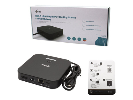 I-TEC USB-C Dual Display MST DS 1xDP 1xHDMI 1xGLAN 3xUSB 3.0 2x USB 2.0 1xUSB-C-Datei 1xAudio/Mic Jack 1x100W USB-C PD