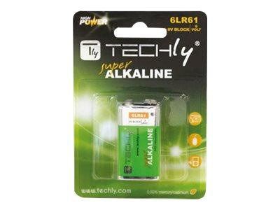 TECHLY Bateria alkaliczna 9V 6LR61 PP3 1 sztuka