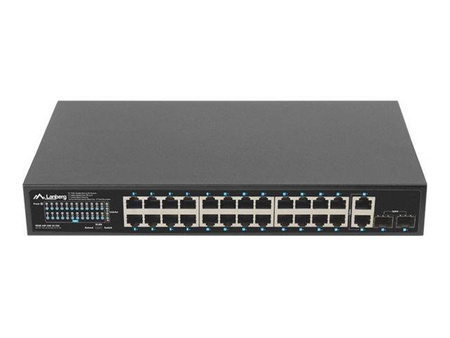 LANBERG switch PoE+ rack 19inch 24x 1GB 2x SFP 250W RSGE-24P-2GE-2S-250 niezarządzalny