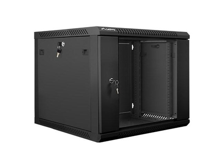 Szafa jednosekcyjna Lanberg WF01-6609-10B (9U; 500mm / 600mm / 600 mm; wisząca; Szklane; 19''; kolor czarny)