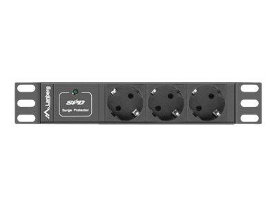 LANBERG PDU-03F-0200-IEC-BK Lanberg listwa zasilająca Rack PDU 10 1U 10A, 3x 230v Shucko 2m, czarna