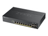 ZYXEL GS1920-8HPV2-EU0101F Zyxel GS1920-8HPv2 8 port GbE Smart Managed PoE Switch 2x GbE combo (RJ45/SFP)