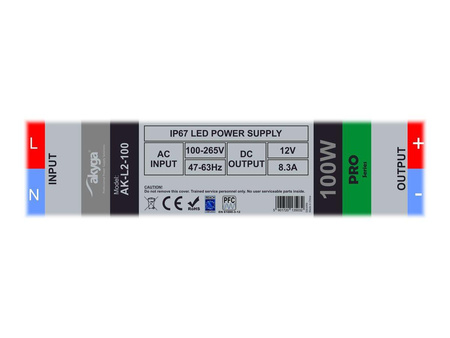AKYGA Zasilacz impulsowy hermetyczny do LED AK-L2-100 12V / 8.3A 100W IP67