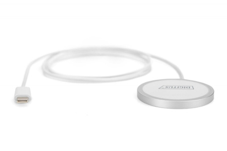 Ładowarka bezprzewodowa DIGITUS indukcyjna 15W MagSafe 1m USB-C biała