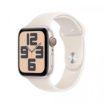 Watch SE GPS + Cellular, koperta 40 mm z aluminium w kolorze księżycowej poświaty z paskiem sportowym w kolorze księżycowej poświaty - rozmiar S/M