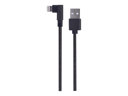 GEMBIRD CC-USB2-AMLML-0.2M Kabel USB - do 8 pin kątowy w oplocie tekstylnym 0.2m czarny