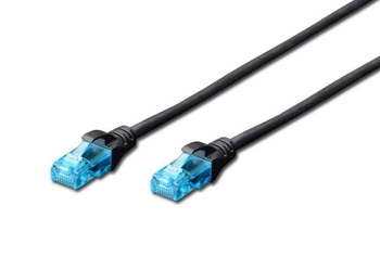 patch cord RJ45-RJ45, kat.5e, U/UTP, AWG 26/7, PVC, 0.25m, czarny