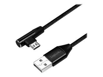 LOGILINK CU0142 LOGILINK - Kabel USB 2.0 kątowy 90 USB-A męski do micro-USB męski 1 m