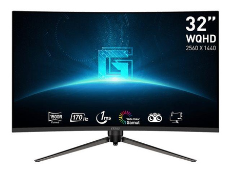MSI G32CQ5P 31.5inch VA WQHD Curved 1500R 170Hz 250cd/m2 4ms 2xHDMI 2.0 DP