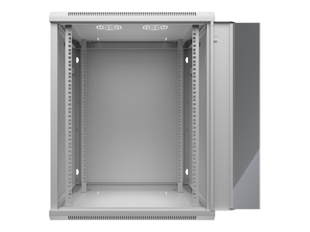 NETRACK 019-150-66-021 Netrack szafa wisząca 19, 15U/600x600mm – szary, drzwi szklane, otwierane boki