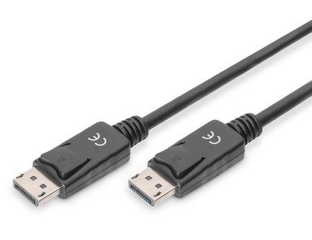 Kabel DisplayPort DIGITUS z zatrzaskami 1080p 60Hz FHD Typ DP/DP M/M czarny 5m