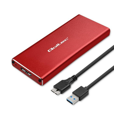 Obudowa | kieszeń na dysk M.2 SSD | SATA | NGFF | USB 3.0 | Superspeed 5Gb/s | 2TB | Czerwona 