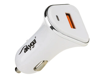 AKYGA Ładowarka samochodowa 12/24V AK-CH-07 18W USB-A Quick Charge 3.0 5-12V / 1.5-3A biała
