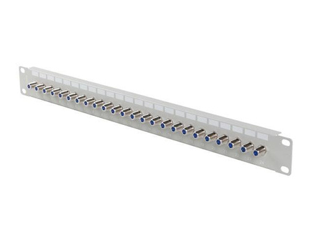 Patch panel 24 porty 19 cali gniazdo Typ F beczka szary 