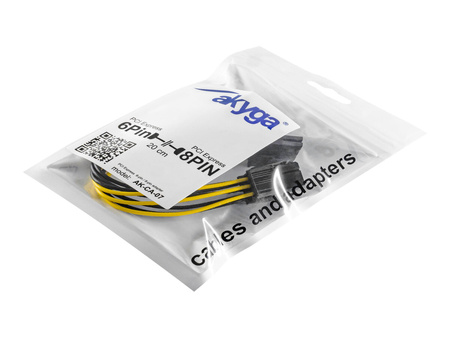 AKYGA Adapter z kablem AK-CA-07 PCI-E 6 pin m / PCI-E 8 pin f 20cm