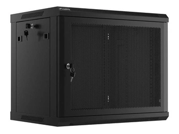 Szafa instalacyjna Lanberg rack wisząca 19" 9U 600x450 drzwi perforowane czarna (flat pack)
