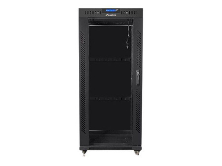 LANBERG free standing rack 19inch cabinet 27U 600x600 glass door LCD flat pack black