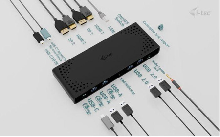 I-TEC Universal Dual 4K Display Docking Station PD 85W + USB-C Charger 100W