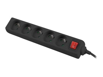LANBERG PS1-05E-0150-BK Lanberg Listwa Zasilająca 1.5M Czarna 5X 230V PL Z Wyłącznikiem, Kabel z Miedzi